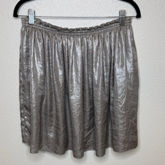 Corey Lynn Calter Dresses & Skirts - Corey Lynn Calter Shiny Stretch Metallic Silver Pewter A-Line Skirt w pockets- S